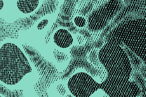 Graphic featuring bubbles in a mint green and black